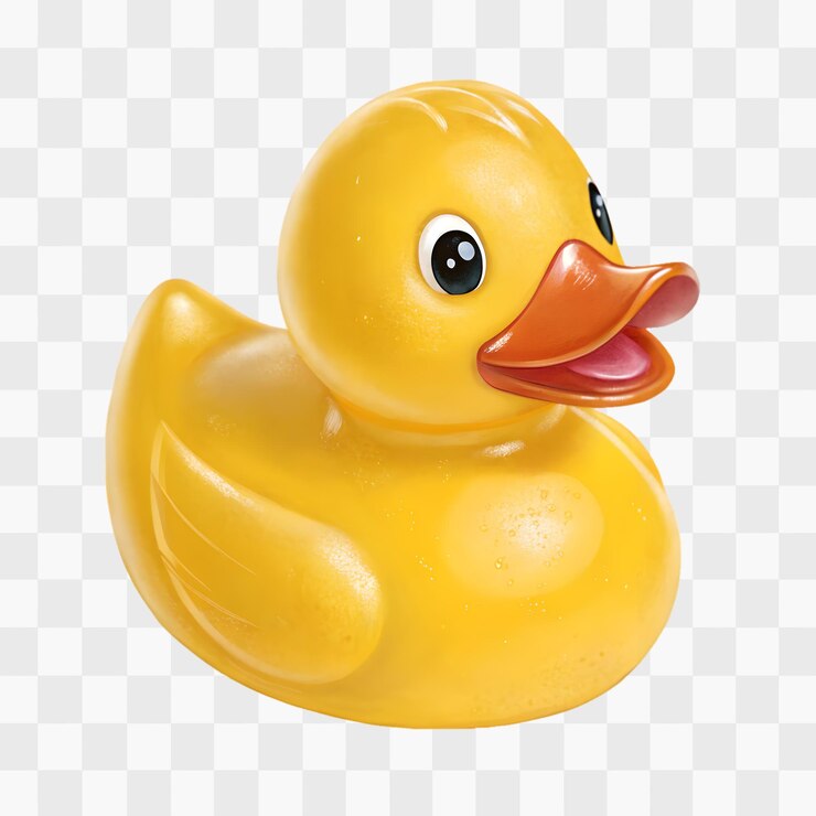 PSD un pato de goma amarillo en un fondo transparente
