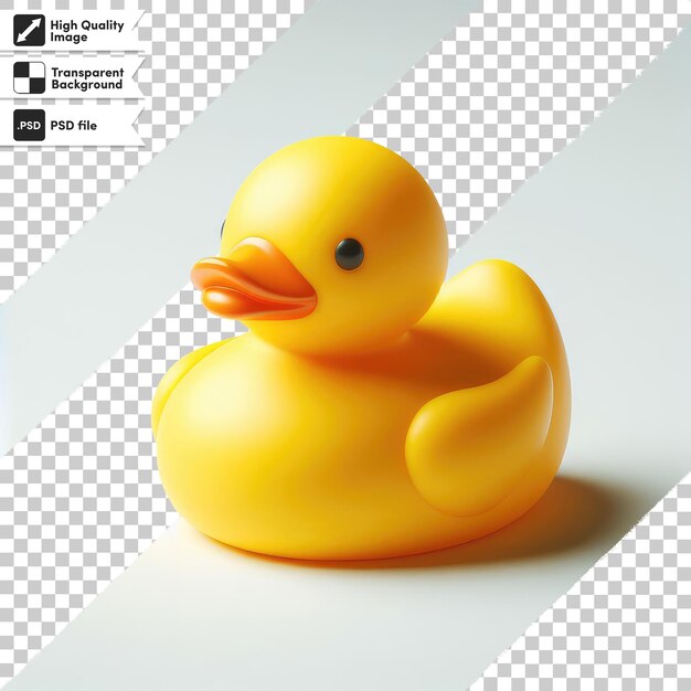 Pato de goma amarillo psd en fondo transparente con capa de máscara editable