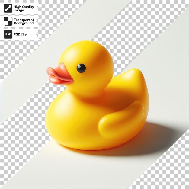 Pato de goma amarillo psd en fondo transparente con capa de máscara editable