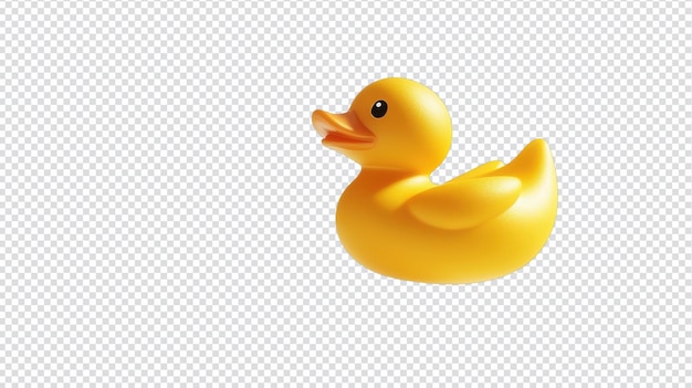 Un pato de goma amarillo vibrante capturado en el aire perfecto para diseños lúdicos y proyectos temáticos divertidos