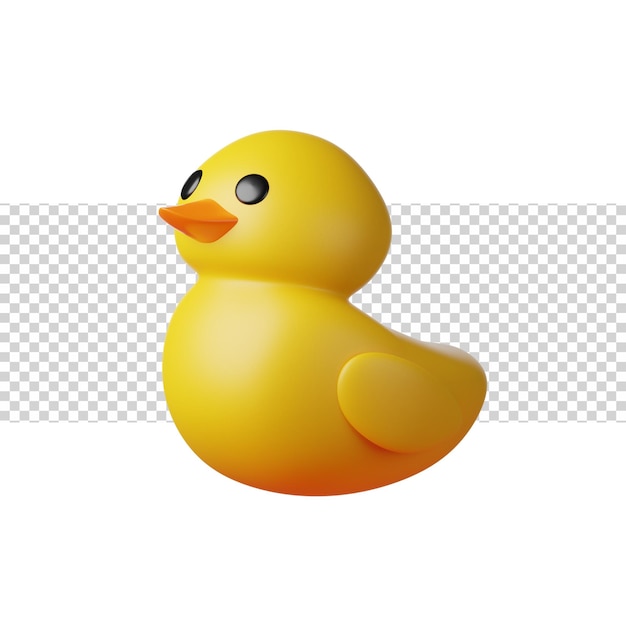 Pato de goma con icono de representación 3d de color amarillo para sitio web o aplicación Divertido y simple Pato de goma