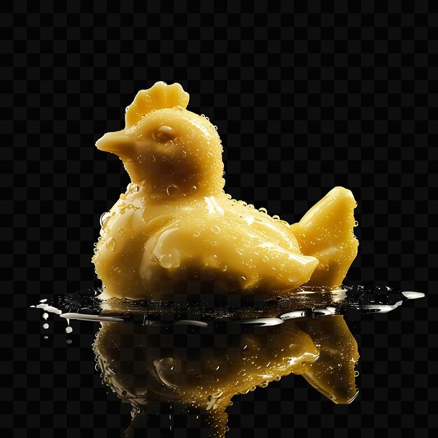 PSD un pato se refleja en el agua con un reflejo de él