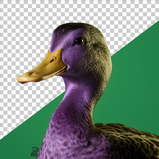 PSD pato roxo isolado em um arquivo png de fundo transparente