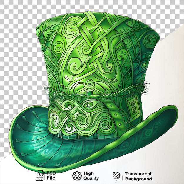 PSD patrick day sombrero verde aislado en el archivo png de fondo transparente