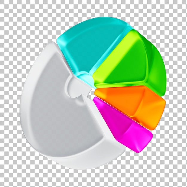 Patrimonio 3D gráfico de pastel translúcido realista o gráfico de pizza fondo aislado