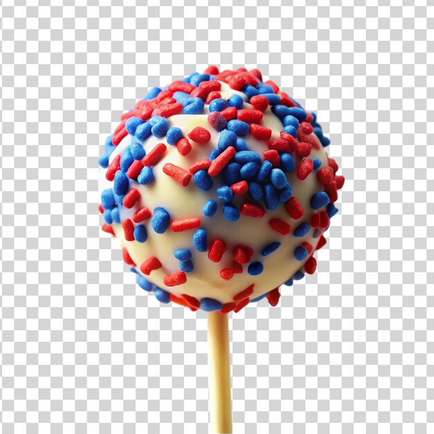 PSD patriotischer lollipop mit sprinkles, isoliert auf durchsichtigem hintergrund