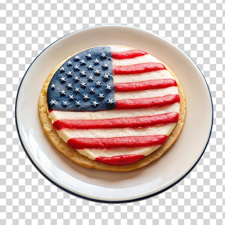 PSD patriotischer pfannkuchen mit amerikanischer flagge isoliert auf durchsichtigem hintergrund