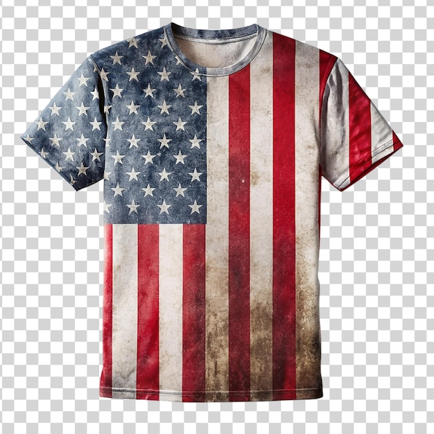 PSD patriotisches hemd mit amerikanischer flagge auf durchsichtigem hintergrund