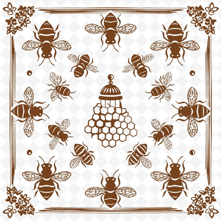 PSD un patrón con abejas y un faro