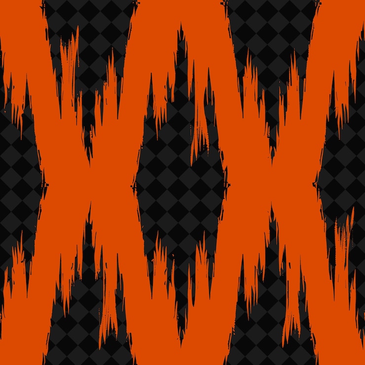 PSD patrón abstracto de ikat con icono de ikat y líneas dentadas con diseño vectorial de patrón natural abstracto de r