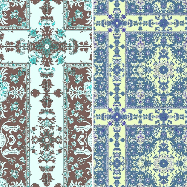 PSD patrón de alfombra persa formado con intrincado floral y geomático vector geométrico abstracto creativo