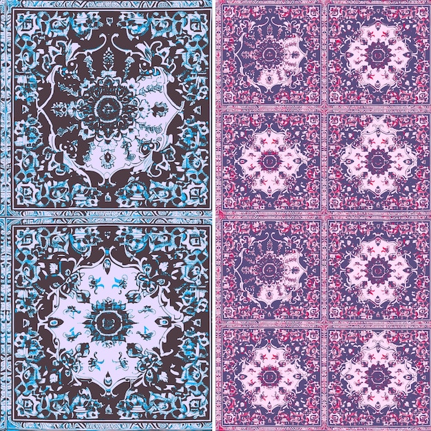 Patrón de alfombra persa formado con intrincado floral y geomático Vector geométrico abstracto creativo