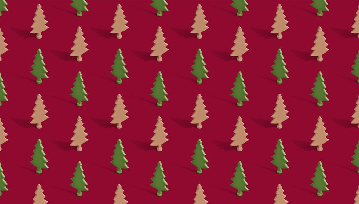 PSD patrón de árboles de navidad sobre fondo rojo.