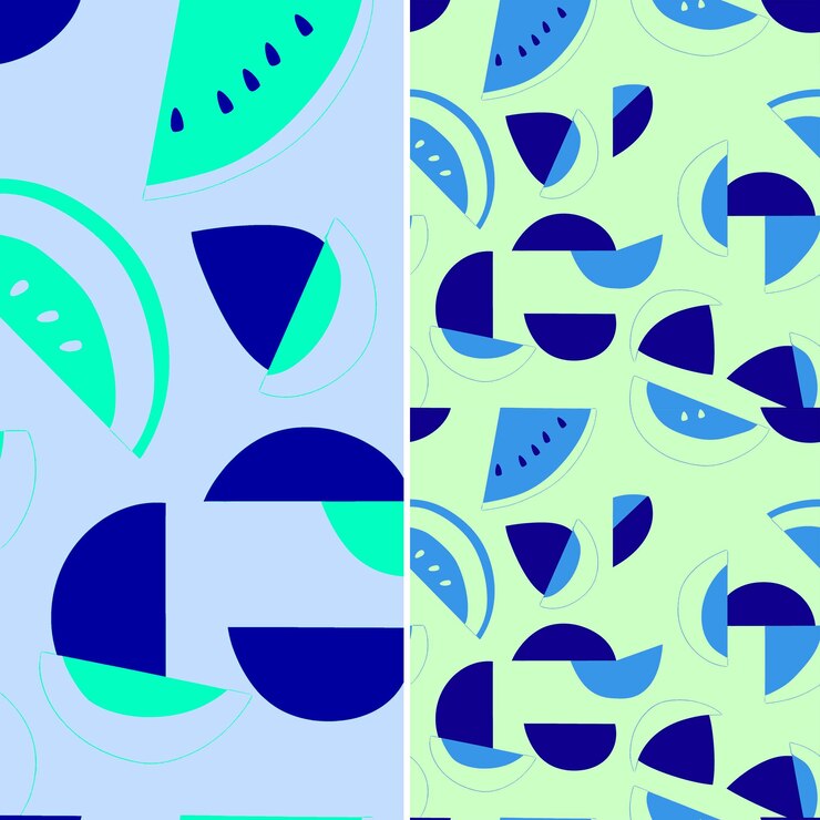 PSD un patrón azul y verde con diferentes formas y círculos