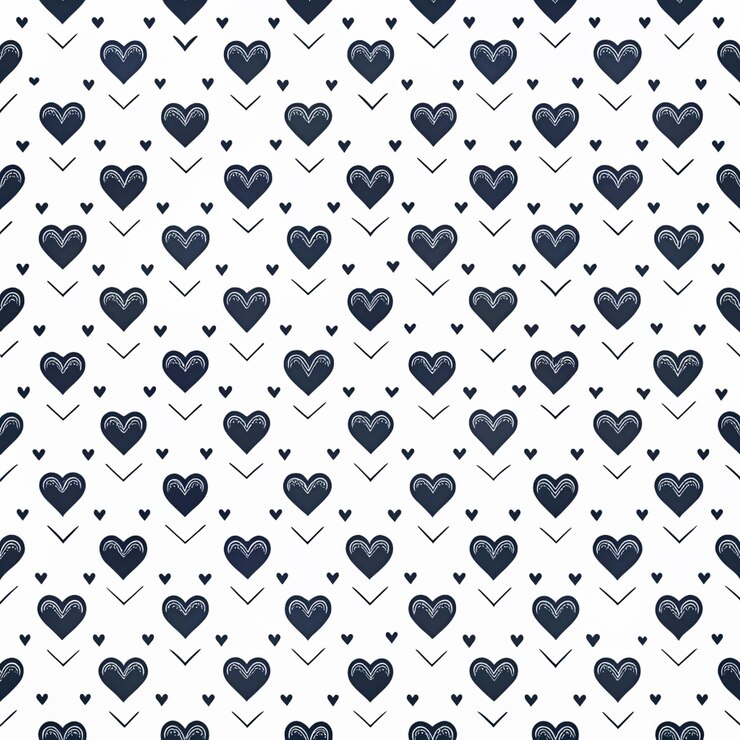 PSD un patrón blanco y negro con corazones y flechas
