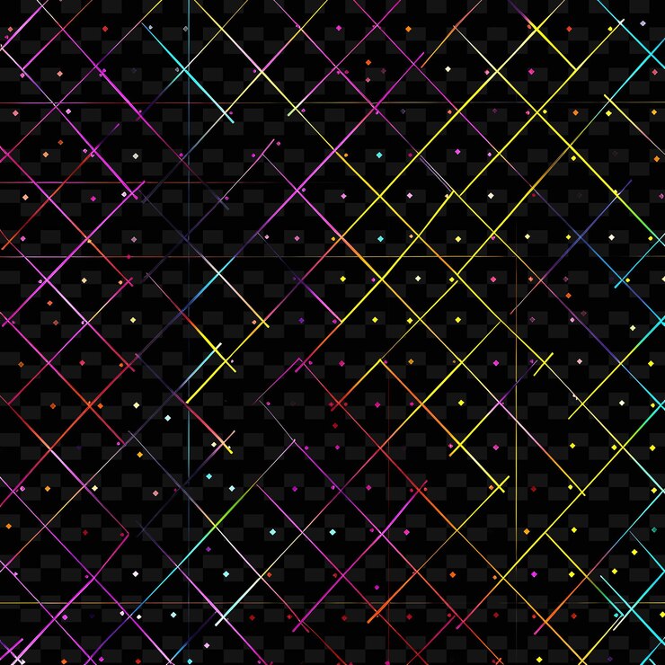 PSD un patrón colorido de líneas y puntos sobre un fondo negro