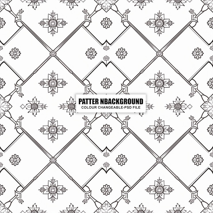 PSD patrón sin costuras con un elegante fondo geométrico floral ornamental vintage