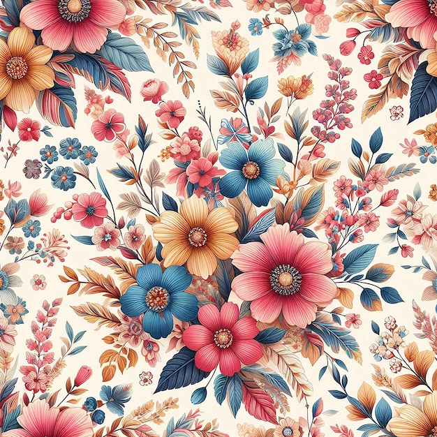 Un patrón sin costuras de flores coloridas y lindas.