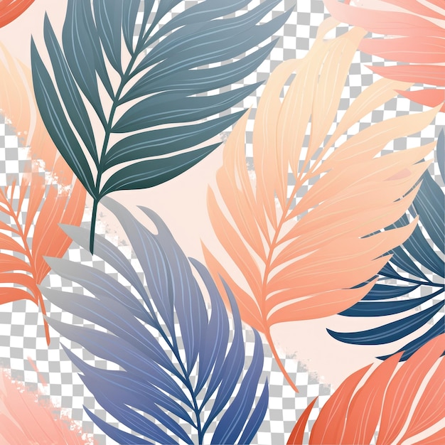 un patrón sin costuras de hojas tropicales en un transparente
