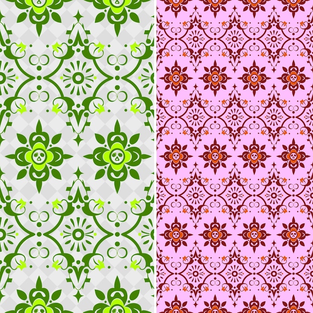 Patrón de cráneo de azúcar mexicano que contiene varios símbolos y D vector geométrico abstracto creativo