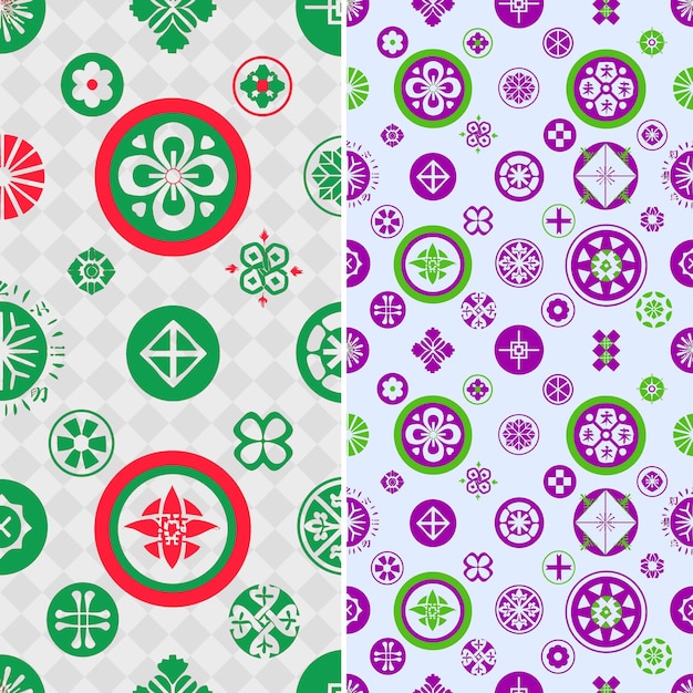 Patrón de la cresta familiar japonesa conocido como Kamon que contiene Vari Creative Abstract Geometric Vector