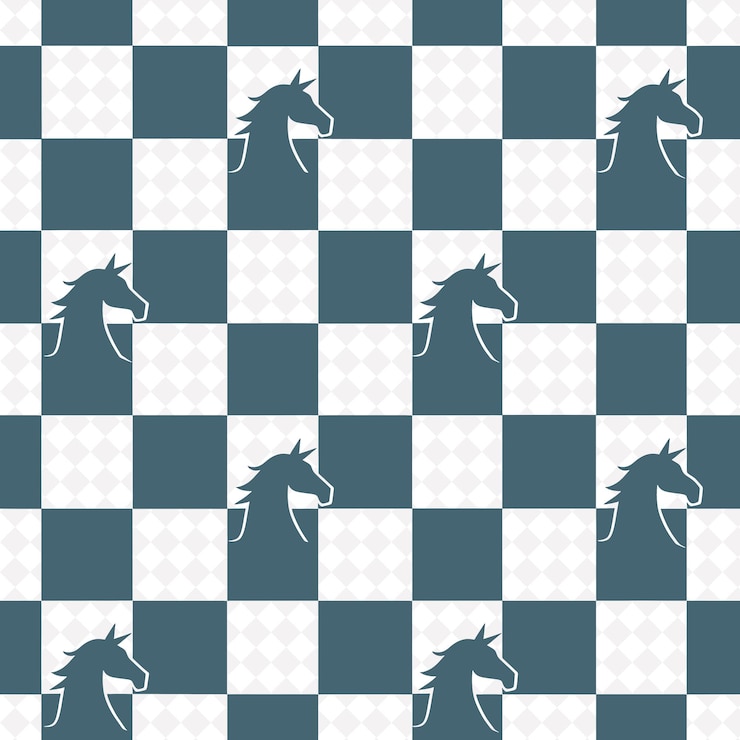 PSD patrón cuadrado del tablero de ajedrez con icono de caballo y diseño de cuadrícula t diseño vectorial de patrones naturales abstractos