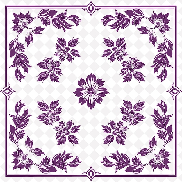 PSD un patrón decorativo con un diseño de flores en púrpura