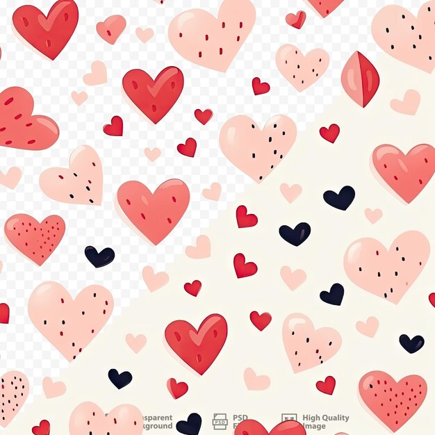 PSD patrón del día de san valentín de corazones rojos aislados sobre fondo transparente diseño de fondo de ilustración de tarjeta de boda