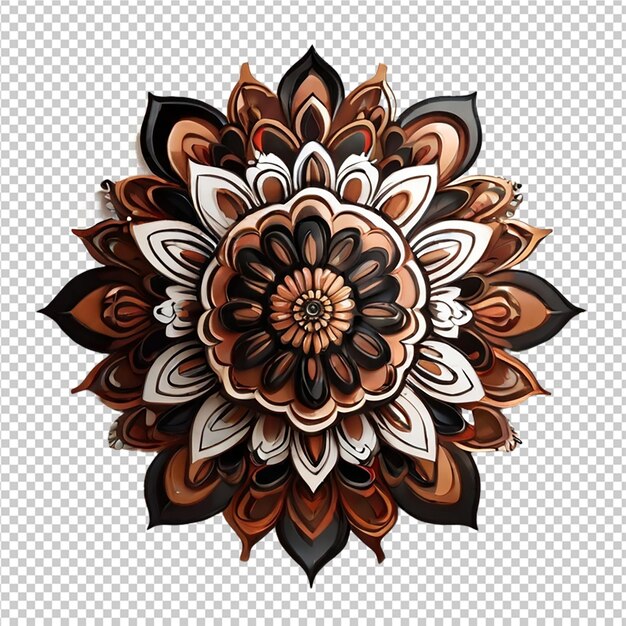 El patrón de diseño fractal de mandala aislado en un fondo transparente png pro