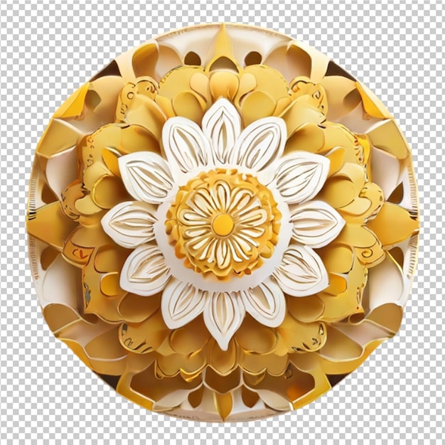 El patrón de diseño fractal de mandala aislado en un fondo transparente png pro