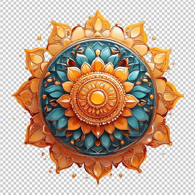 El patrón de diseño fractal de mandala aislado en un fondo transparente png pro