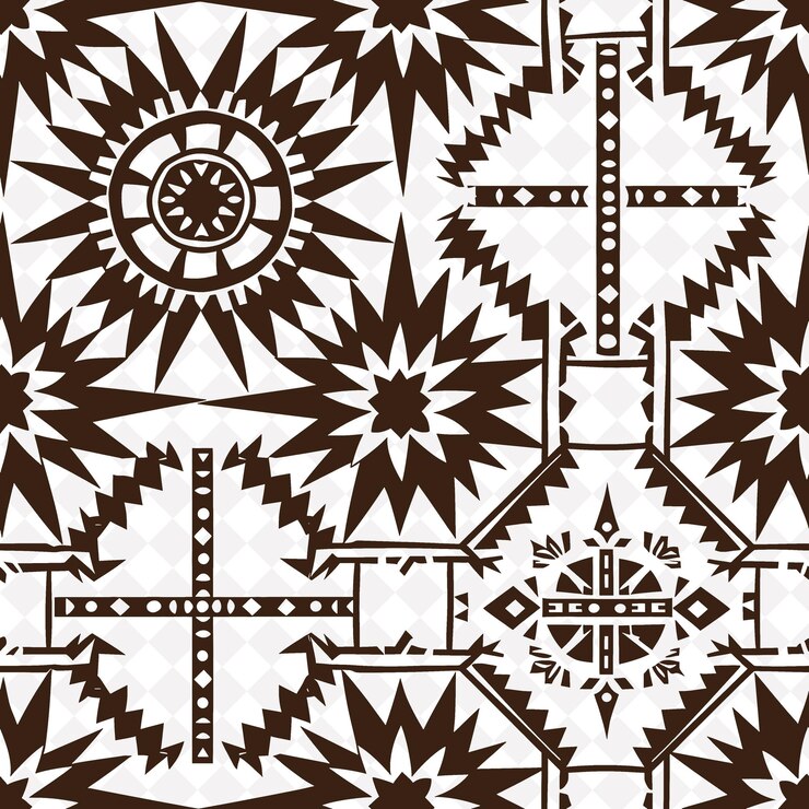 PSD patrón étnico azteca con íconos aztecas y formas geométricas wi diseño vectorial de patrones naturales abstractos