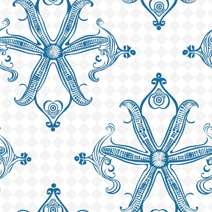 PSD patrón de filigrana con un tipo de icono de estrella de mar y líneas finas w arte de contorno abstracto inspirado en la naturaleza