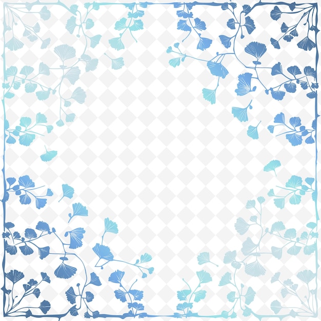 PSD un patrón floral azul y blanco con flores azules en un fondo blanco