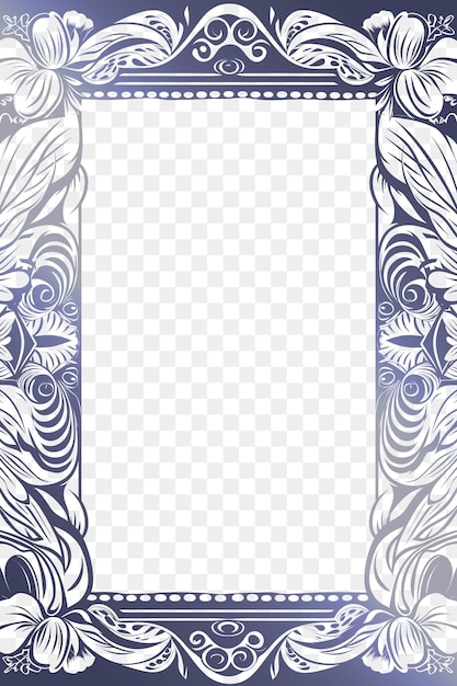 PSD patrón floral azul y blanco sobre un fondo transparente