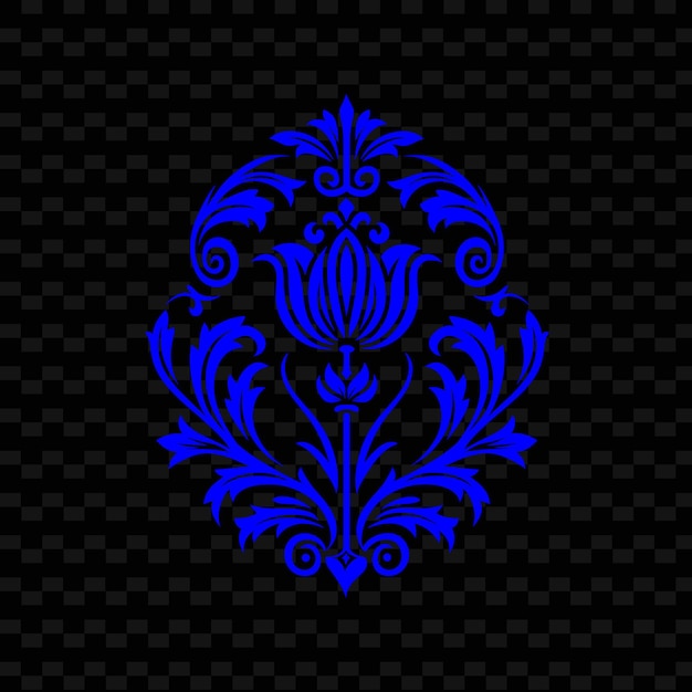 PSD patrón floral azul en un fondo negro descarga gratuita