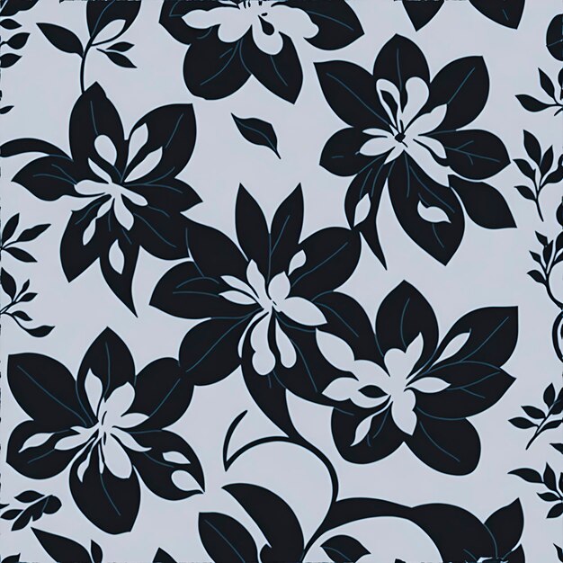 PSD patrón floral minimalista en blanco y negro