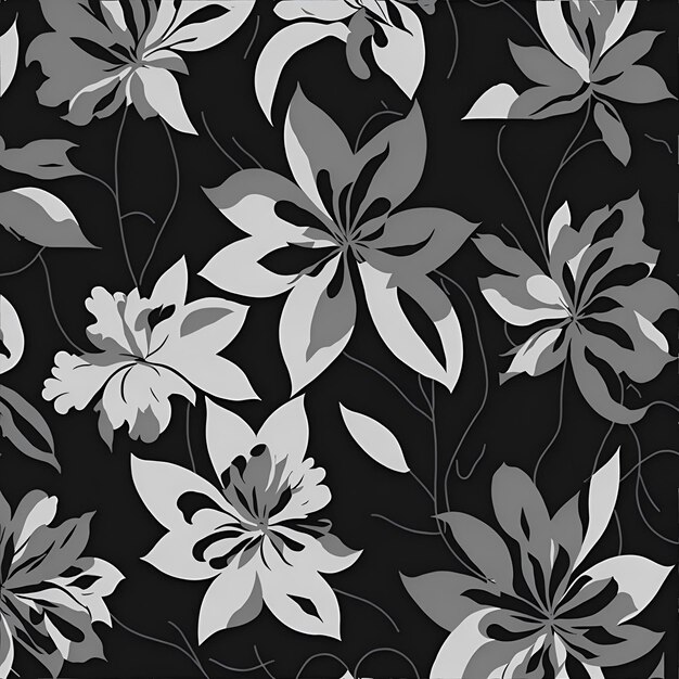 PSD patrón floral minimalista en blanco y negro