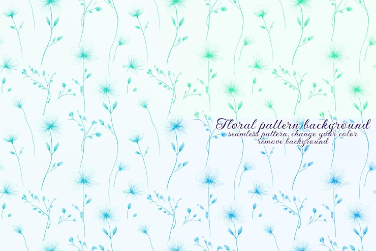 PSD patrón floral personalizable con tonos azules y lavanda.