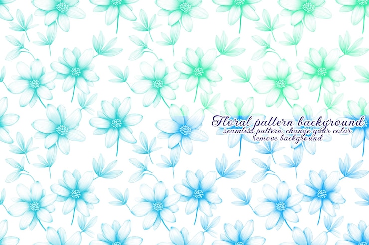 PSD patrón floral personalizable con tonos azules y lavanda.