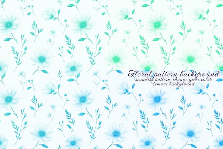 PSD patrón floral personalizable con tonos azules y lavanda.
