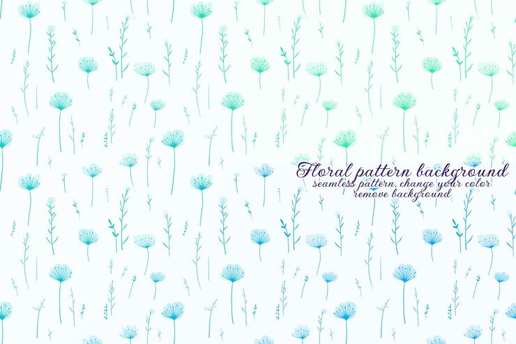PSD patrón floral personalizable con tonos azules y lavanda.