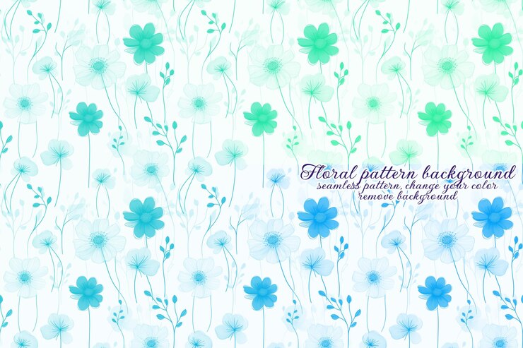 PSD patrón floral personalizable con tonos azules y lavanda.