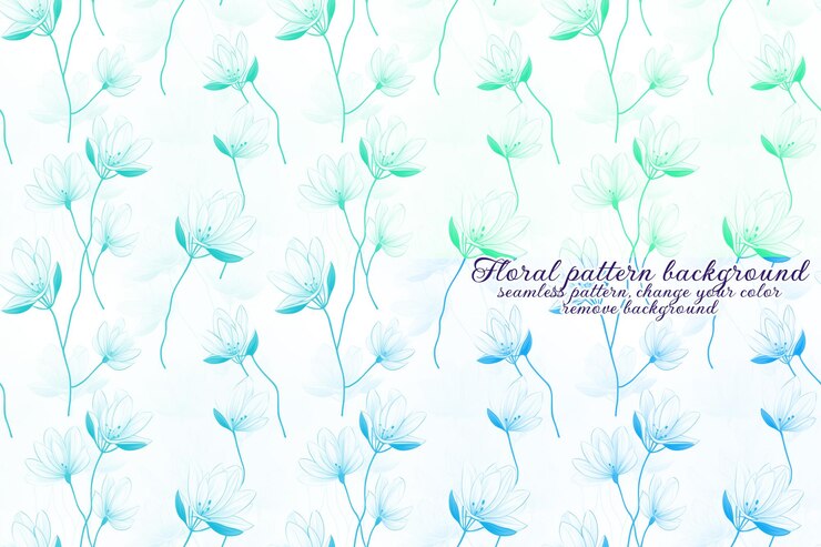 PSD patrón floral personalizable con tonos azules y lavanda.