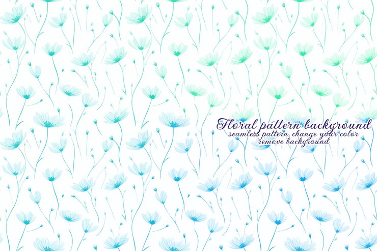 PSD patrón floral personalizable con tonos azules y lavanda.