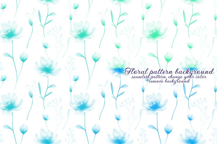 PSD patrón floral personalizable con tonos azules y lavanda.
