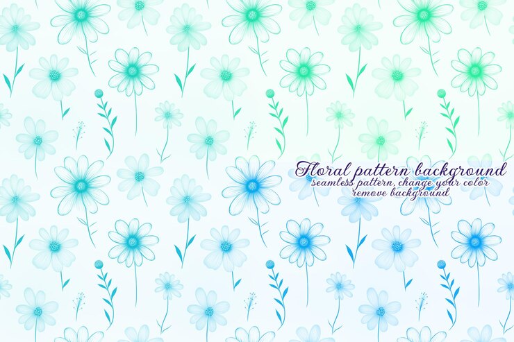 PSD patrón floral personalizable con tonos azules y lavanda.