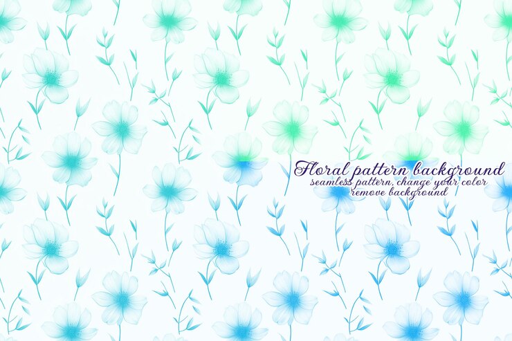 PSD patrón floral personalizable con tonos azules y lavanda.