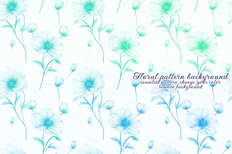 PSD patrón floral personalizable con tonos azules y lavanda.