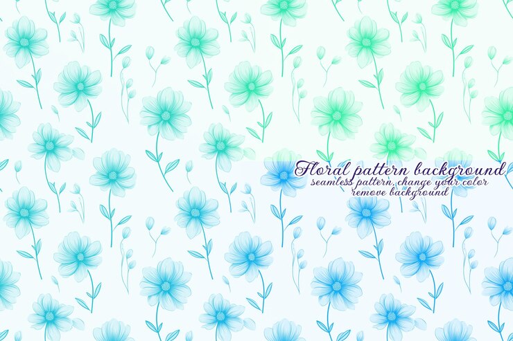 PSD patrón floral personalizable con tonos azules y lavanda.